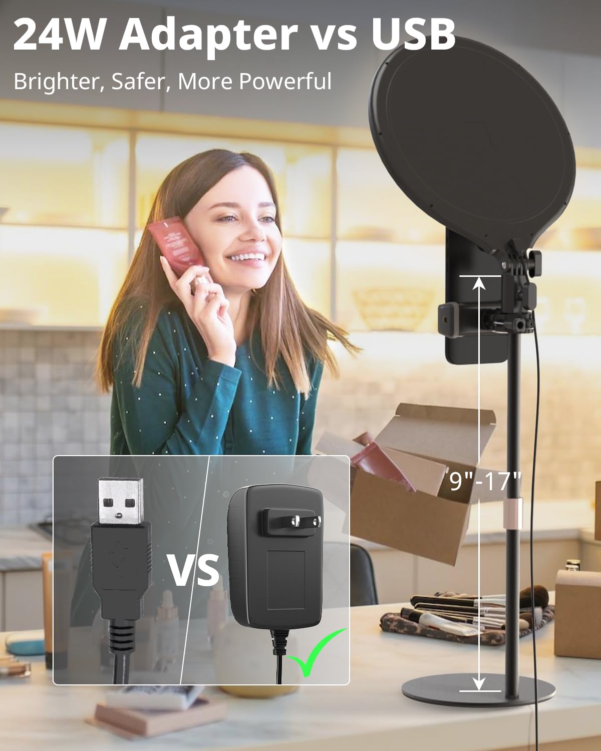 UBeesize 10.5in Laptop Ring Light with Stand and Phone Holder for Desk, Zoom Lighting for Computer, Video Recording, Streaming, Video Conference, Video Calls-4