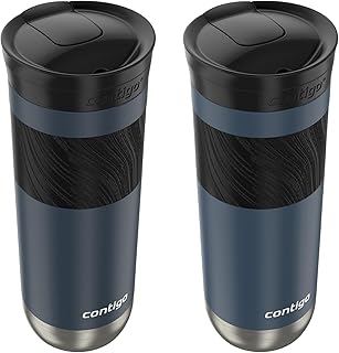 Contigo Byron 2.0 Stainless Steel Travel Mug with SNAPSEAL Lid and Grip, 20 oz, 2-Pack, Blueberry; Midnight Berry