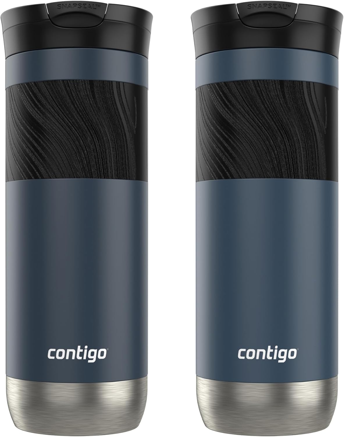 Contigo Byron 2.0 Stainless Steel Travel Mug with SNAPSEAL Lid and Grip, 20 oz, 2-Pack, Blueberry; Midnight Berry-1