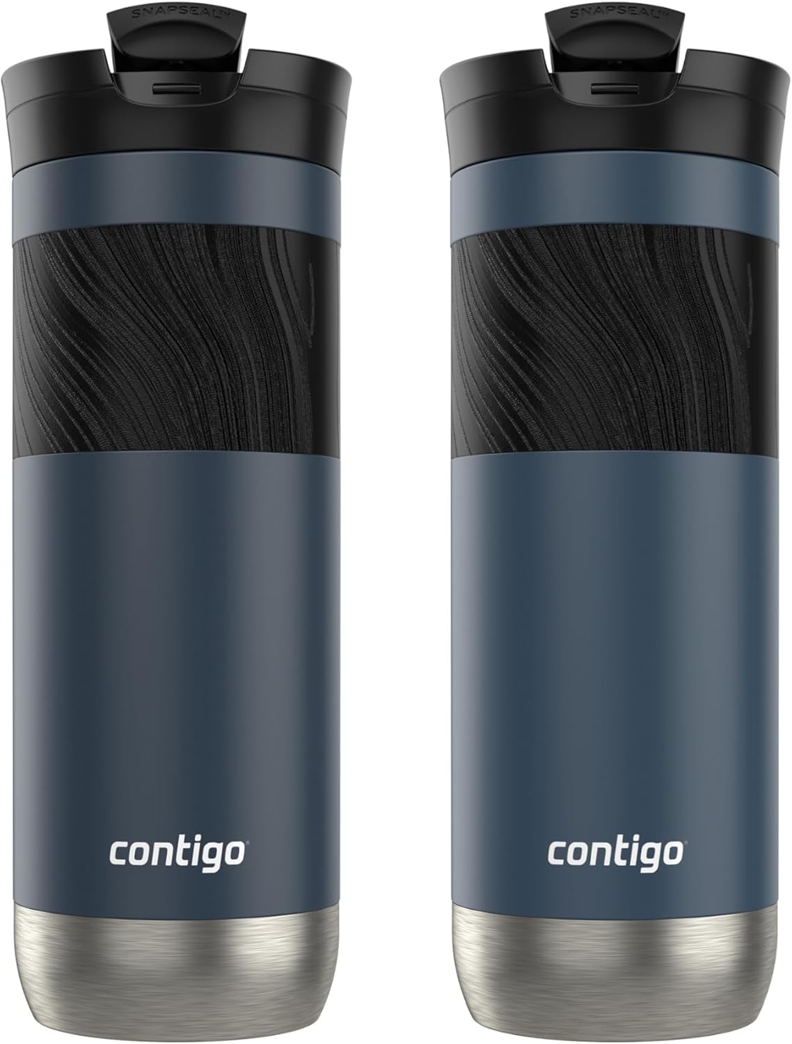 Contigo Byron 2.0 Stainless Steel Travel Mug with SNAPSEAL Lid and Grip, 20 oz, 2-Pack, Blueberry; Midnight Berry-2