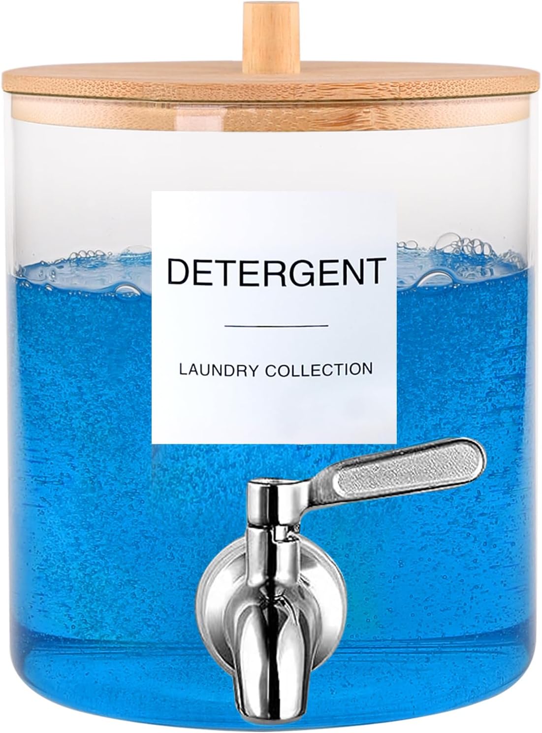 Glass Laundry Detergent Dispenser, 128 oz / 3.5L Fabric Softener Dispenser for Laundry Room Organization, Detergent Holder with 304 Spigot, Glass Soap Container (Set of 1)-0