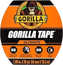 Gorilla Ultimate Tape, High Tensile Cloth with Double-Thick Adhesive for Hauling, Strapping, Patching, Bundling, Lifting, 1.88" x 20yd, Black (Pack of 1)