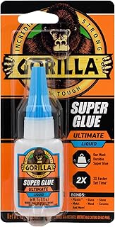 Gorilla Super Glue Ultimate, Fast-Setting Cyanoacrylate Adhesive for Quick Fixes & Repairs, 15g Bottle with Anti-Clog Cap, Clear (Pack of 1)