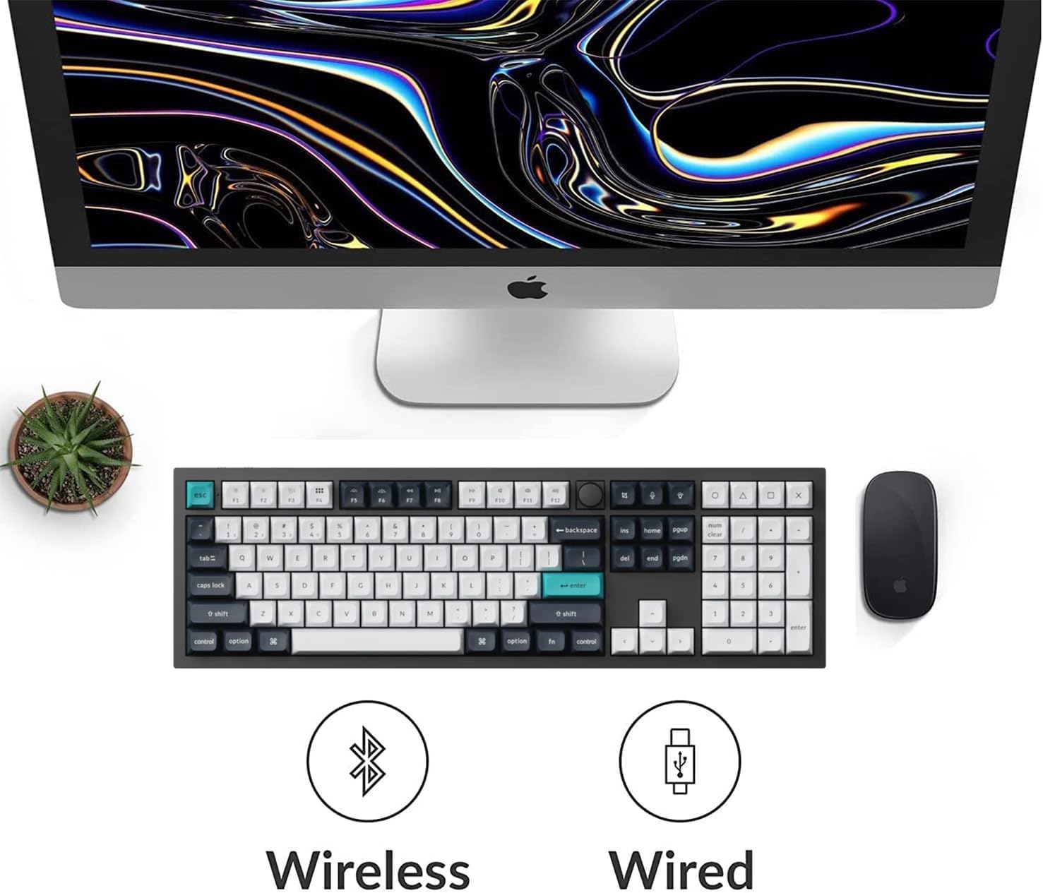 Keychron Q6 Max 100% Full-size Layout Custom Wireless Mechanical Keyboard With Knob, QMK/VIA Programmable 1000Hz 2.4 GHz/Bluetooth/Wired RGB Backlit for Mac Windows, Gateron Banana Switch-Carbon Black-3