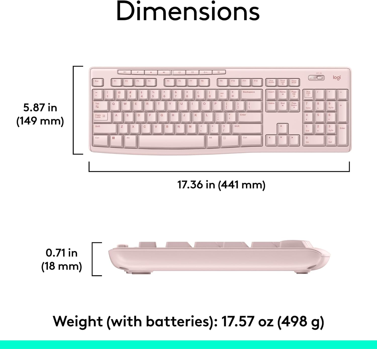 Logitech MK270 Wireless Keyboard and Mouse Combo for Windows, 2.4 GHz Wireless, Compact Mouse, 8 Multimedia and Shortcut Keys, 2-Year Battery Life, for PC, Laptop - Rose-7