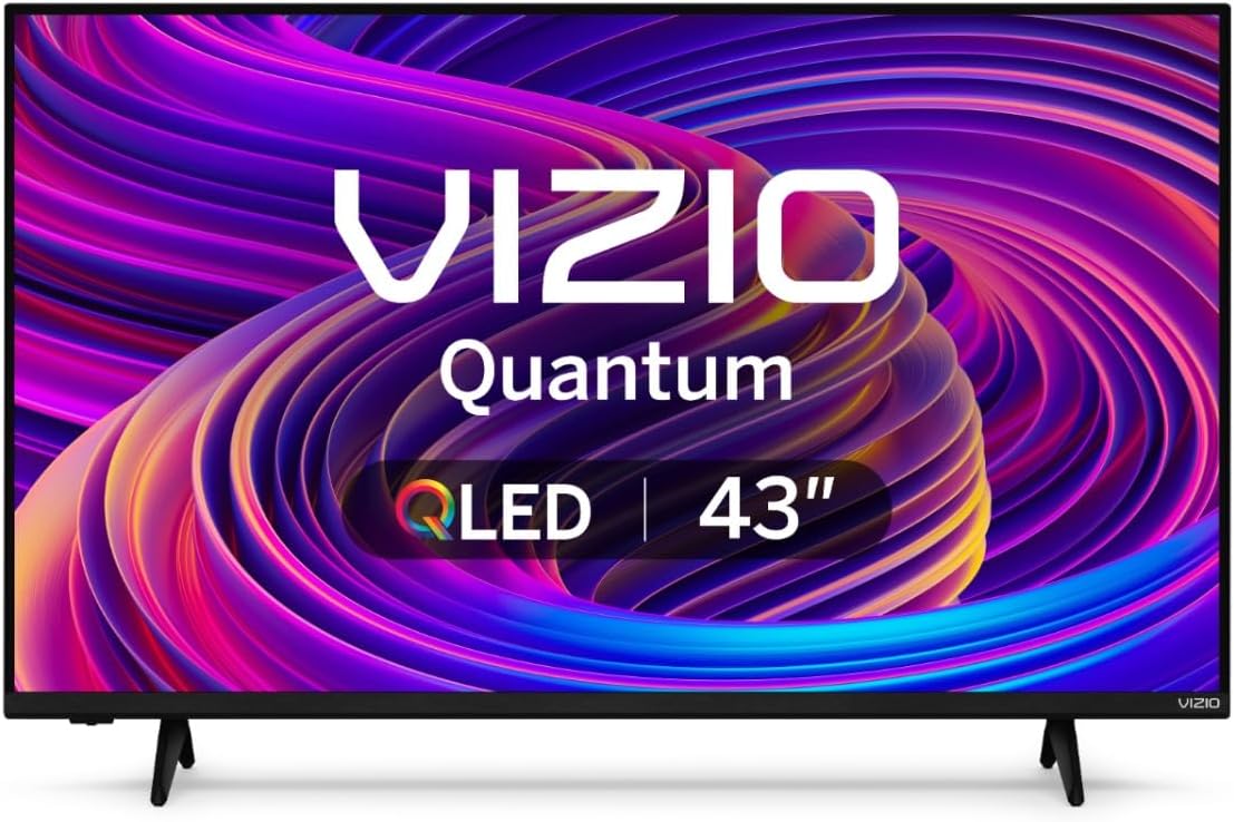 VIZIO 43-inch Quantum 4K QLED HDR Smart TV w/Dolby Vision HDR, 120fps @1080p PC Gaming, WiFi 6, Bluetooth Headphone Capable, Apple AirPlay, Google Cast Built-in (VQD43M-0801, New)-0