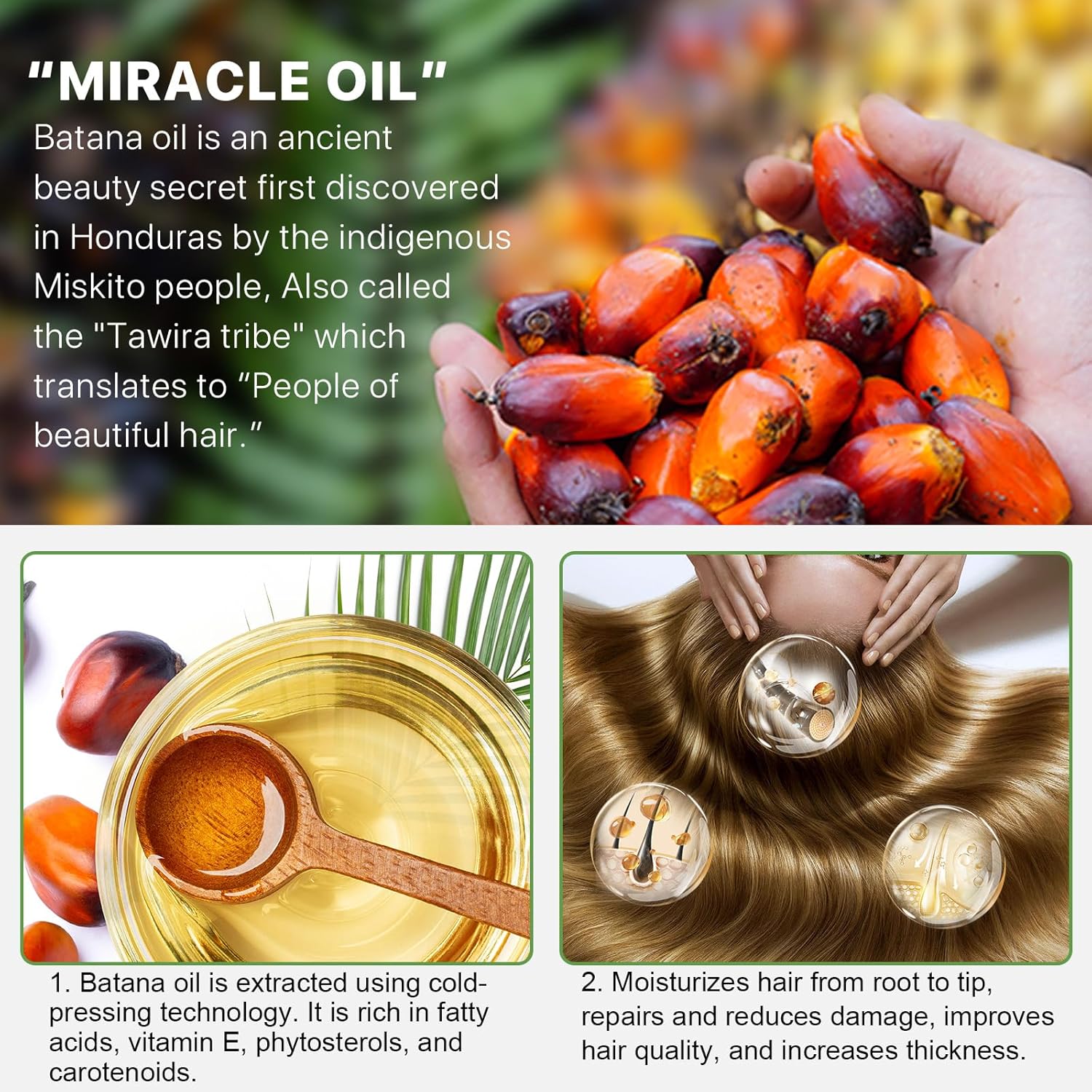 Raw Batana Oil for Hair Growth and Repair -100% Pure, Unrefined Oil from Honduran Rainforests Prevent Hair Loss and Enhances Hair Thickness in Men & Women-5