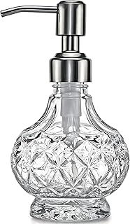 JASAI Clear Glass Small Soap Dispenser, Bathroom Soap Dispenser with Strudy Pump for Small Kitchen and Bathroom, Kitchen Soap for Lotions, Dish Soap, Hand Soap, Body Oil.