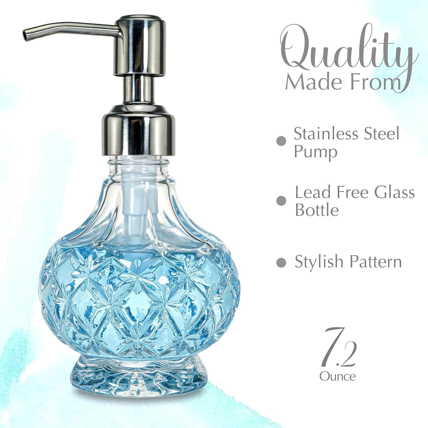 JASAI Clear Glass Small Soap Dispenser, Bathroom Soap Dispenser with Strudy Pump for Small Kitchen and Bathroom, Kitchen Soap for Lotions, Dish Soap, Hand Soap, Body Oil.-1