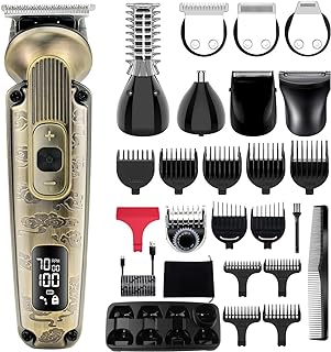 Hatteker Beard Trimmer Mustache Trimmer for Men 8 in 1 Adjustable Speed Waterproof Hair Clipper T-Blade Trimmer Electic Razor Shavers Cordless Mens Gift Grooming Kit with Face Nose Body (Bronze)