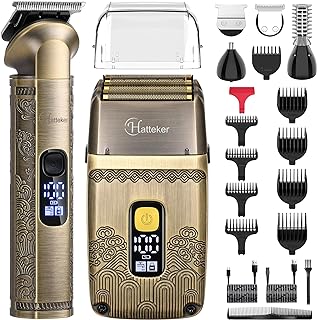 Hatteker Professional Hair Clipper Electric Razor Foil Shavers for Men Body Nose Ear Hair Grooming Kit with Triple Blades Cordless Waterproof