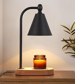 Candle Warmer Lamp,Black Horn Lampshade Dimmble Fragrance Electric Melter House Warming Decor with 2 Bulbs for Gifts Bedroom New Home Jar Candles