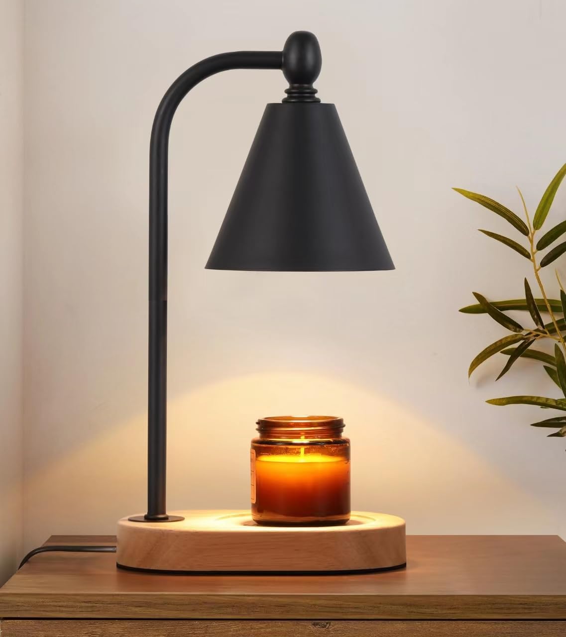 Candle Warmer Lamp,Black Horn Lampshade Dimmble Fragrance Electric Melter House Warming Decor with 2 Bulbs for Gifts Bedroom New Home Jar Candles-0