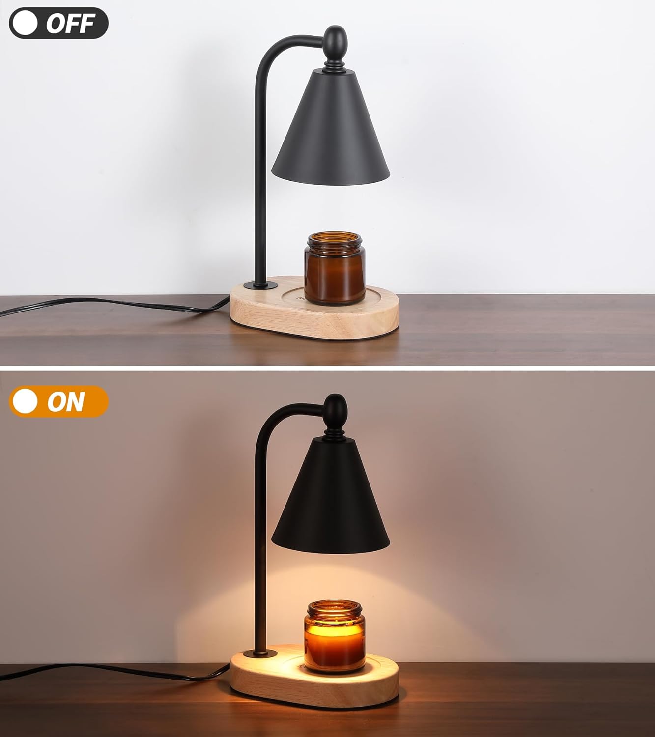 Candle Warmer Lamp,Black Horn Lampshade Dimmble Fragrance Electric Melter House Warming Decor with 2 Bulbs for Gifts Bedroom New Home Jar Candles-7