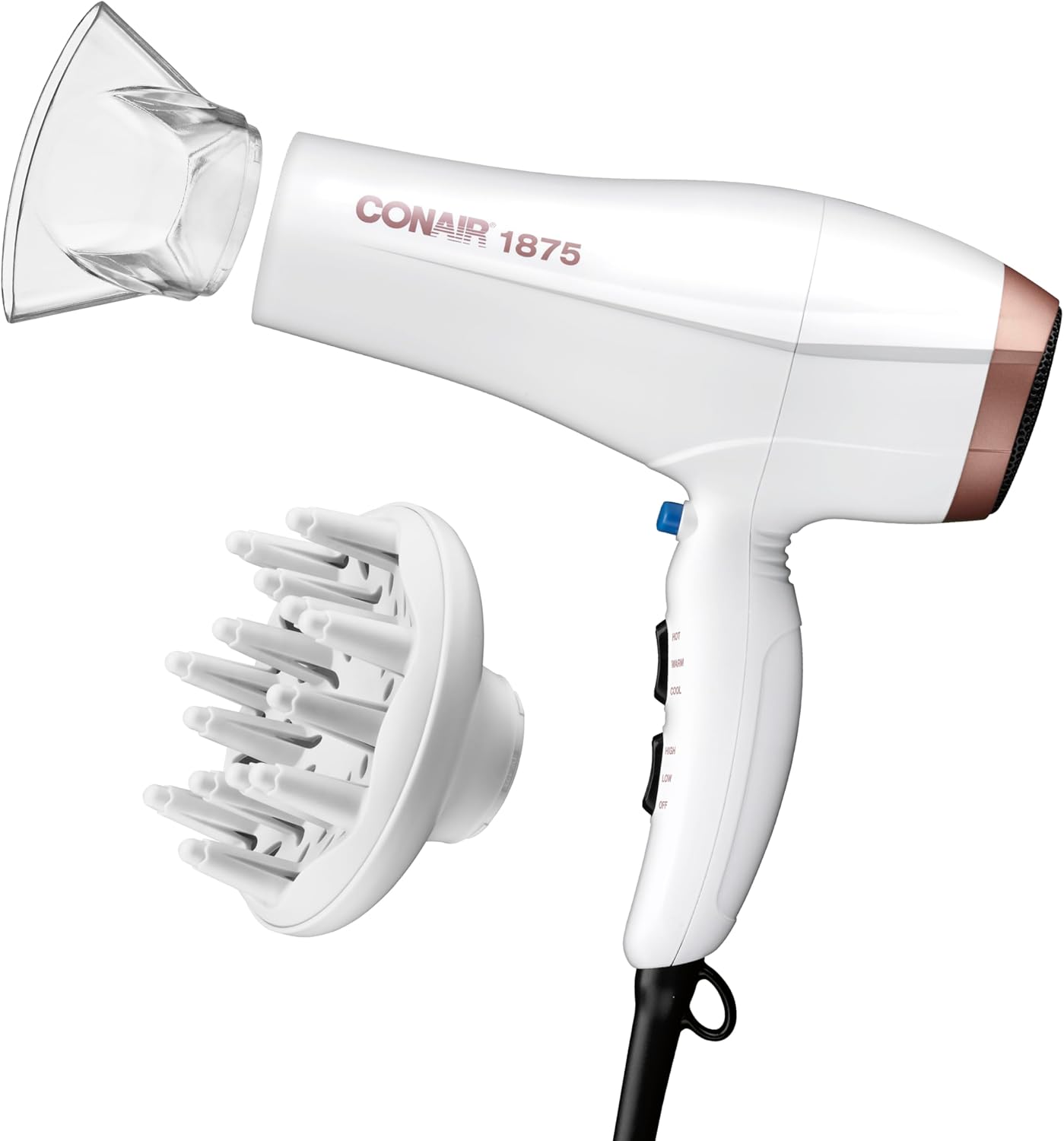 Conair Double Ceramic Hair Dryer with Diffuser | Blow Dryer with Ionic Conditioning | Includes Diffuser and Concentrator | Amazon Exclusive-0