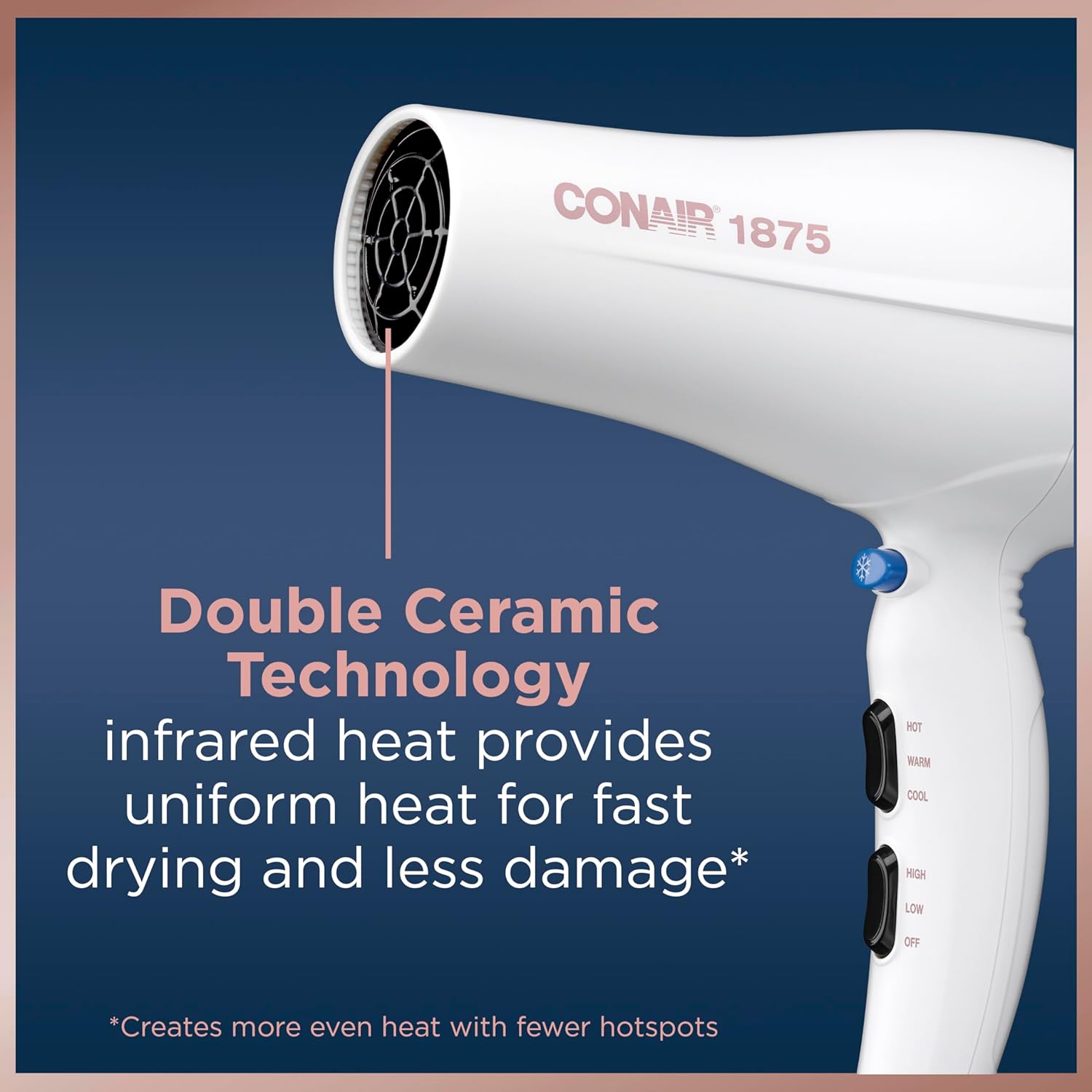 Conair Double Ceramic Hair Dryer with Diffuser | Blow Dryer with Ionic Conditioning | Includes Diffuser and Concentrator | Amazon Exclusive-5