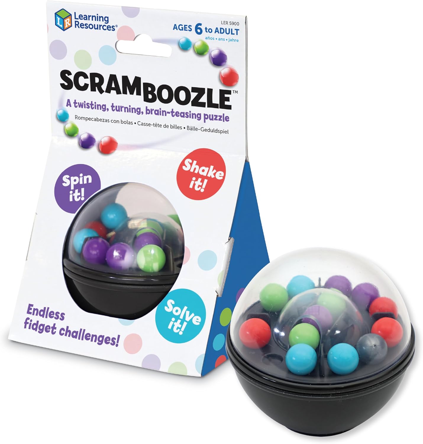 Learning Resources Scramboozle Puzzle Ball - 3D Brain Teasers and Puzzle Games for Kids and Adults, Puzzle Sort Ball Game,Fidget Toys,Travel Games for Ages 6+,Stocking Stuffers for Kids-0