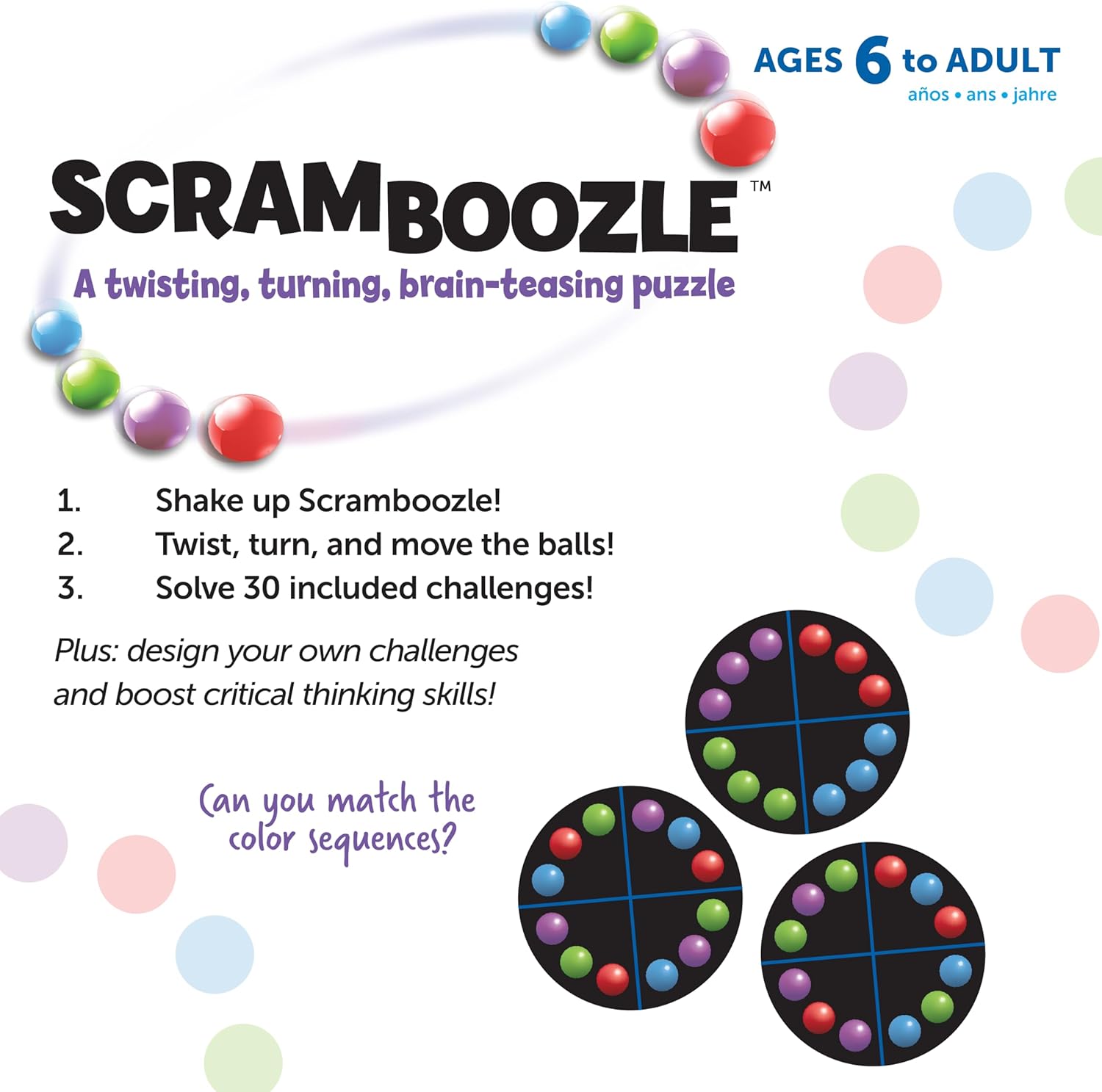 Learning Resources Scramboozle Puzzle Ball - 3D Brain Teasers and Puzzle Games for Kids and Adults, Puzzle Sort Ball Game,Fidget Toys,Travel Games for Ages 6+,Stocking Stuffers for Kids-5