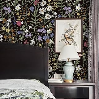 Elffloor Peel and Stick Wallpaper 17.7inchx236inch Floral Wallpaper Contact Paper Self-Adhesive Removable Wallpaper for Bedroom Decorative Wall Paper