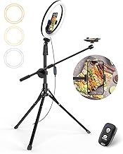 UBeesize 12" Selfie Ring Light with Stand and Overhead Phone Mount, 62" Foldable Tripod for iPhone with Ringlight, Phone Light for Video Recording,Cooking,Photography,Live Streaming,Tiktok,YouTube