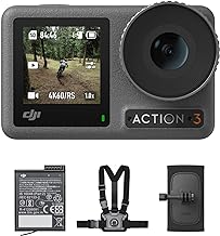 DJI Osmo Action 3 Outdoor Combo, Action Camera 4K with Chest & Backpack Strap Mount for Travel, Sports, Stabilization, Cold Resistant, Waterproof Action Camera with 2 Batteries up to 320 Mins