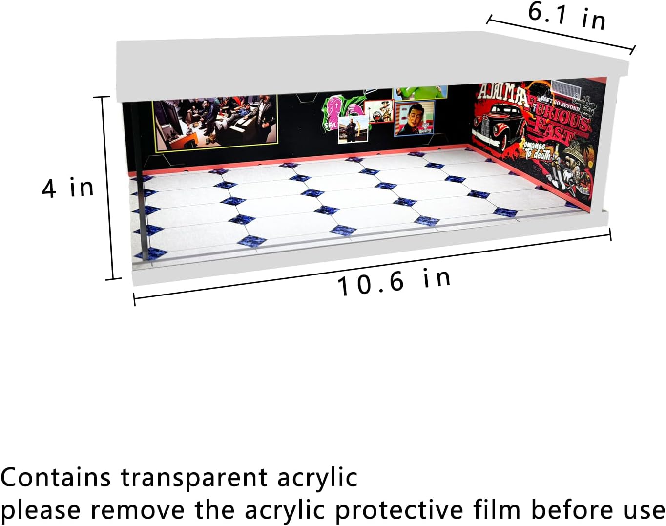 Applicable to 1/24, 1/64 for Hot Wheels Display Case - Scale die-cast Model car Display Box with LED Lights and Acrylic Cover, Acrylic for Hot Wheels Display Case (Exhibition), White-1