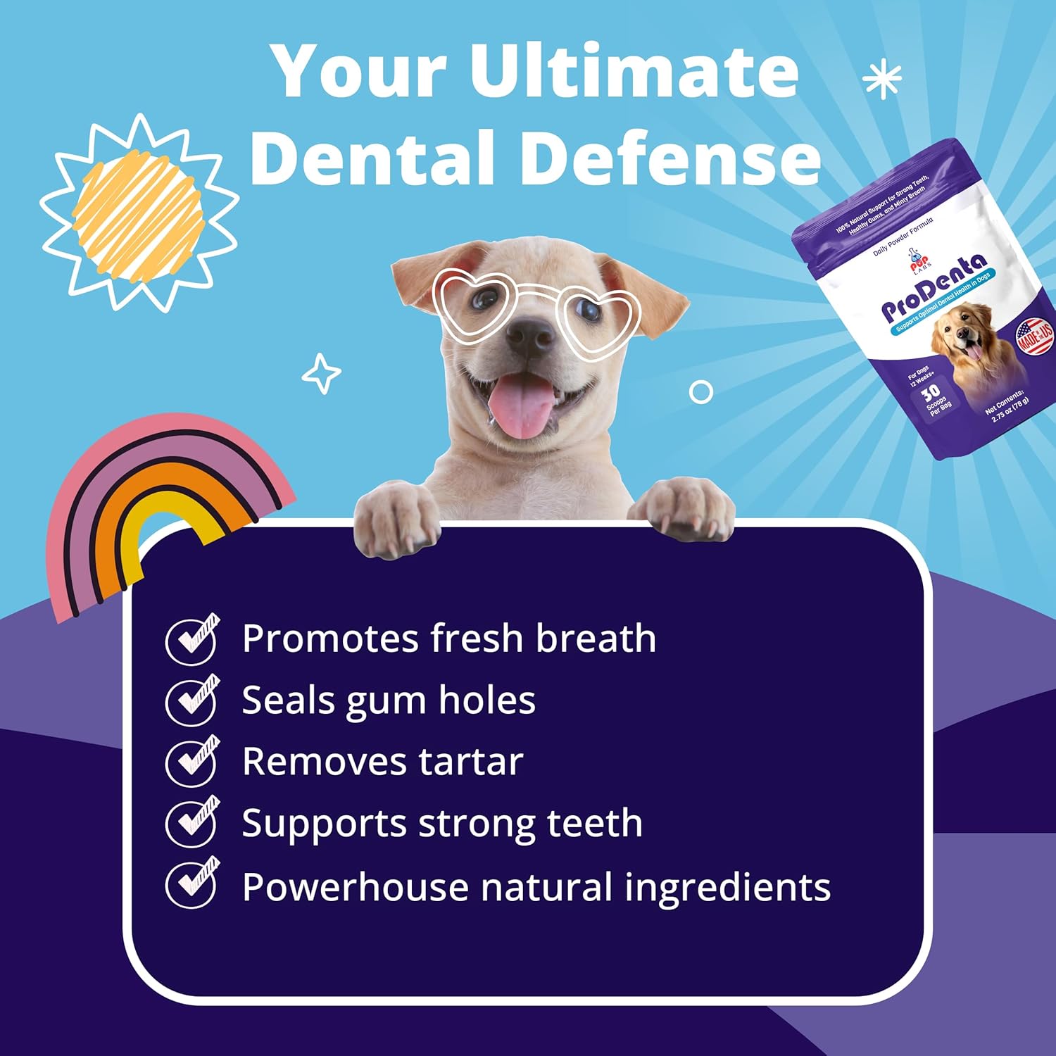 ProDenta - All-Natural and Delicious Dental Powder for Dogs Teeth and Gum Health Against Leaky Gums - for Dogs 12+ Weeks - Made in The USA - 30 Scoops per Bag-2