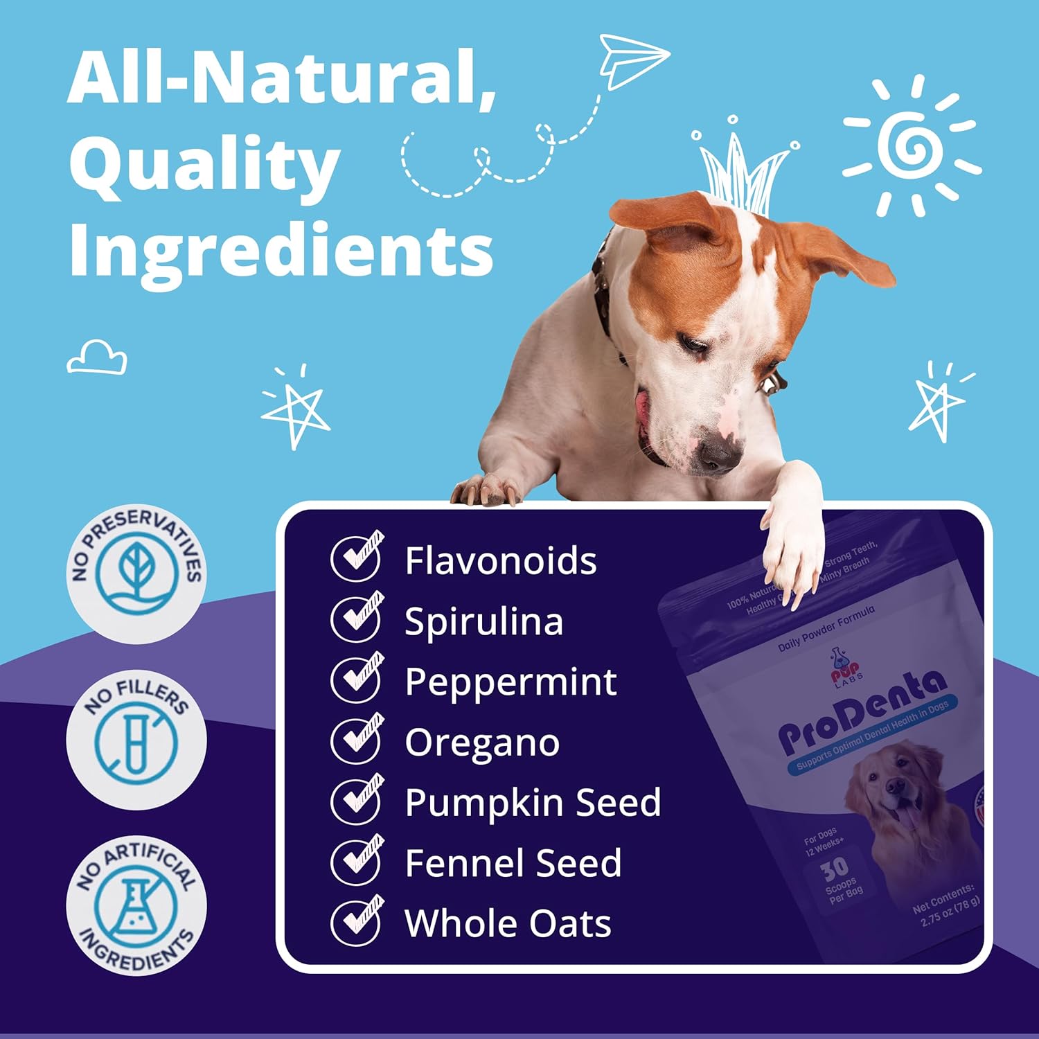 ProDenta - All-Natural and Delicious Dental Powder for Dogs Teeth and Gum Health Against Leaky Gums - for Dogs 12+ Weeks - Made in The USA - 30 Scoops per Bag-3