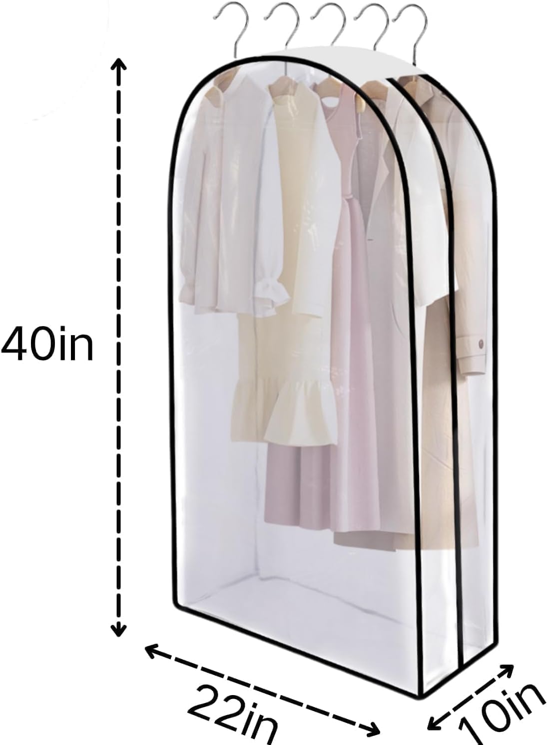 40'' Garment Bags for Hanging Clothes - Set of 3 Clear Garment Bags for Storage - Hanging Clothes Storage - Suit Bags with Gusseted Design for Dresses, Shirts, Coats-2