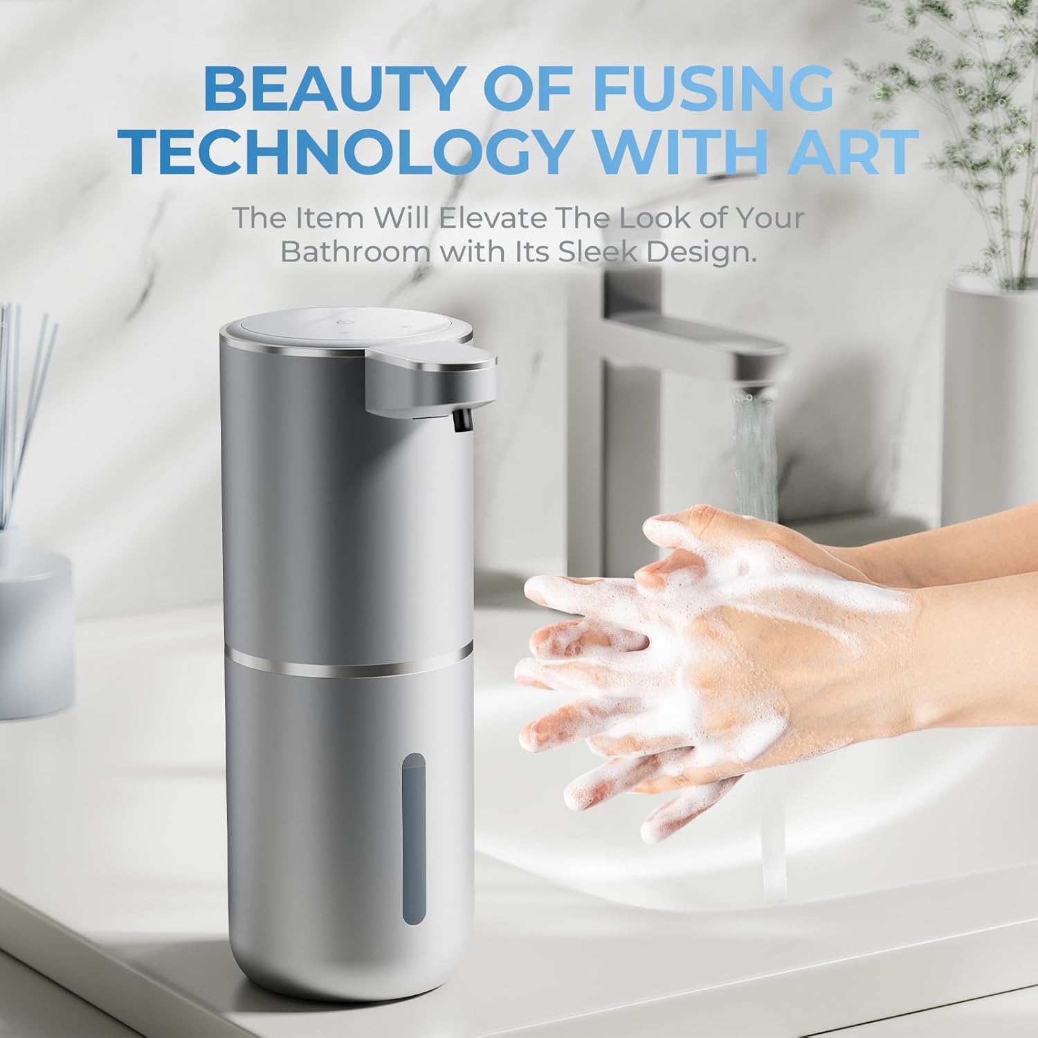 P11 Premium Space Gray Automatic Foaming Hand Soap Dispenser Touchless, Rechargeable Hand Foam Soap Dispenser for Bathroom and Kitchen-2