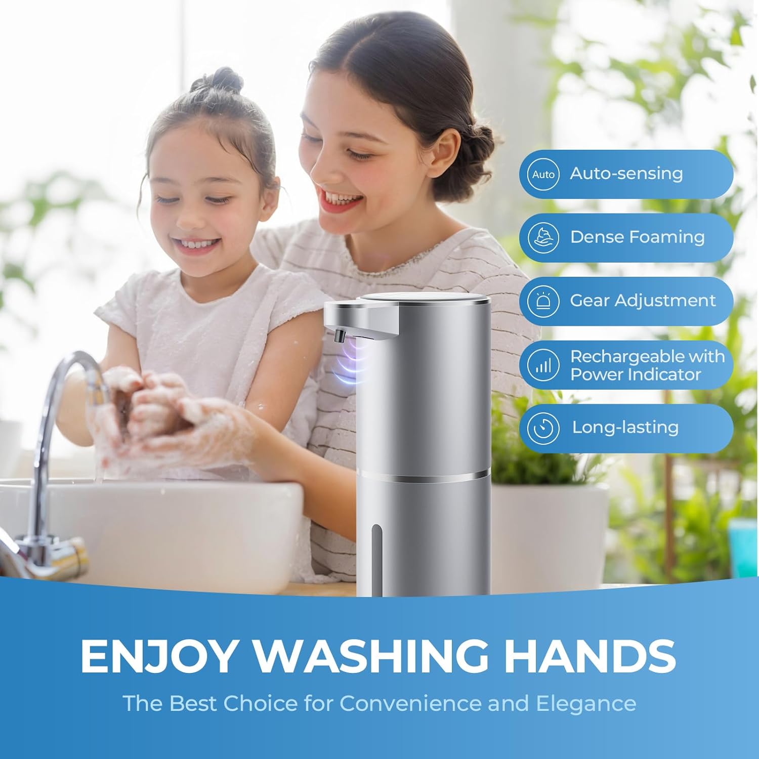 P11 Premium Space Gray Automatic Foaming Hand Soap Dispenser Touchless, Rechargeable Hand Foam Soap Dispenser for Bathroom and Kitchen-6