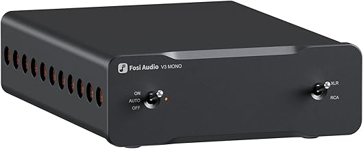 Fosi Audio V3 Mono Power Amplifier for Home Audio Speakers, Mini Monoblock Class D Amp with TPA3255, 240W for HiFi Home Theater AVR Receiver Component, RCA/XLR Balanced Inputs 48V/5A Power