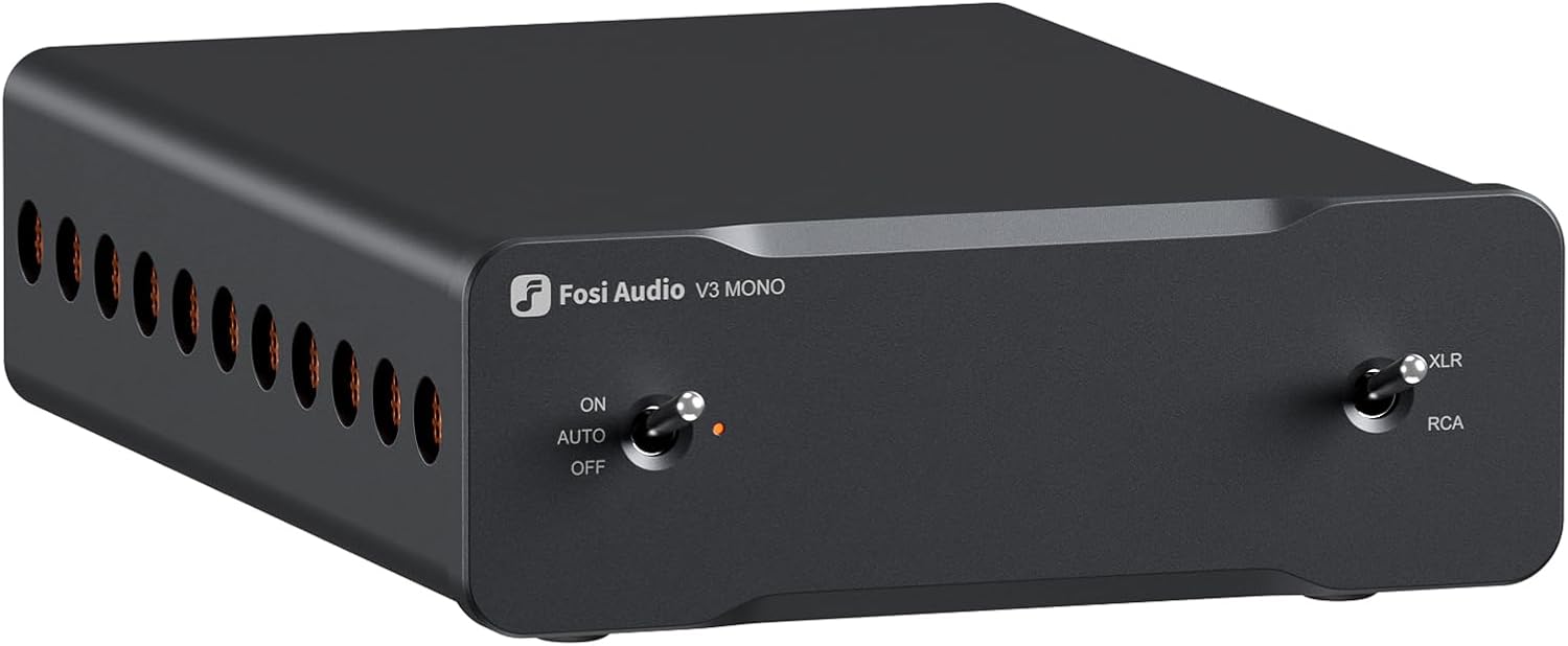 Fosi Audio V3 Mono Power Amplifier for Home Audio Speakers, Mini Monoblock Class D Amp with TPA3255, 240W for HiFi Home Theater AVR Receiver Component, RCA/XLR Balanced Inputs 48V/5A Power-0