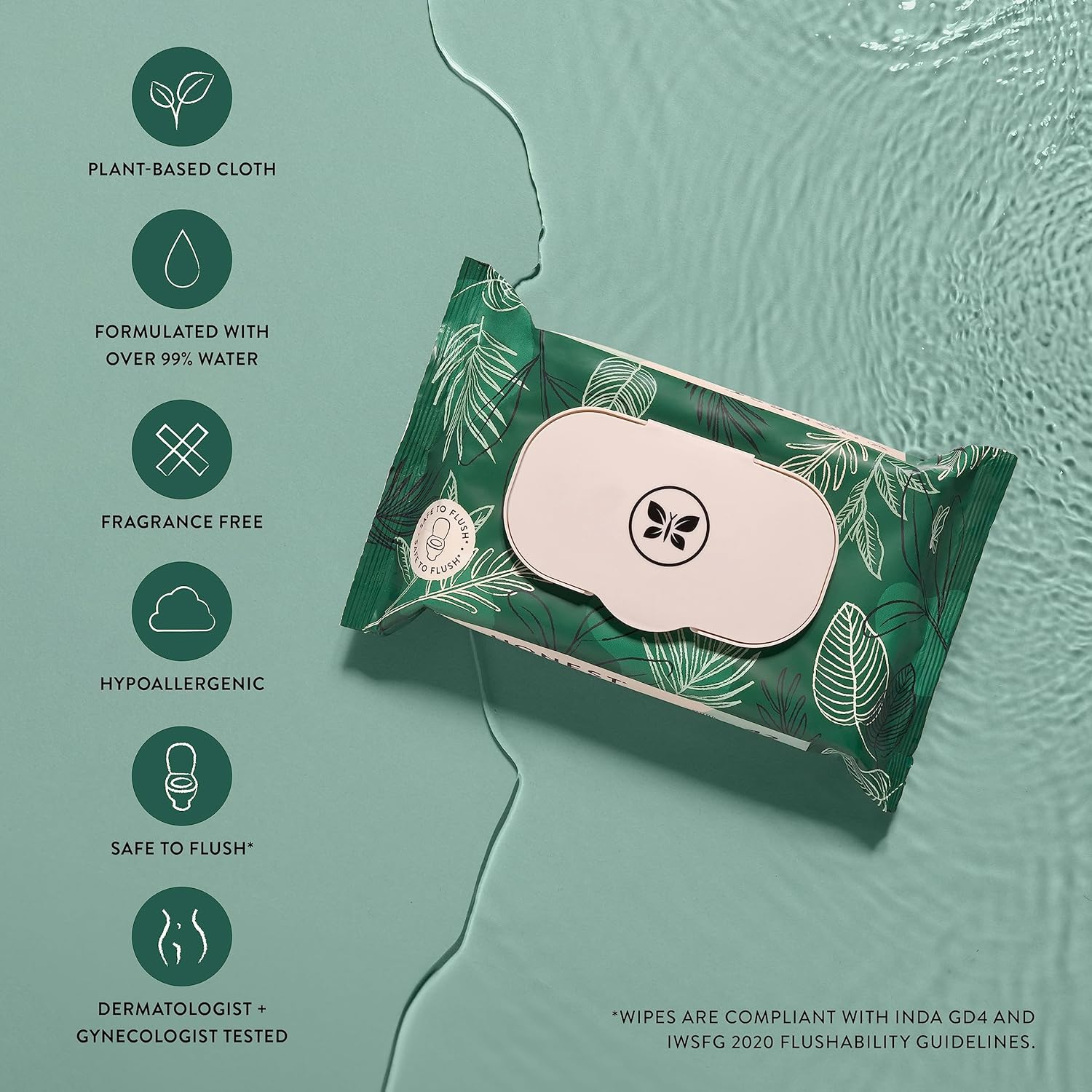 The Honest Company Plant-Based Flushable Wipes | 99% Water, Hypoallergenic, EWG Verified, Safe to Flush | Fragrance Free, 126 Count-2