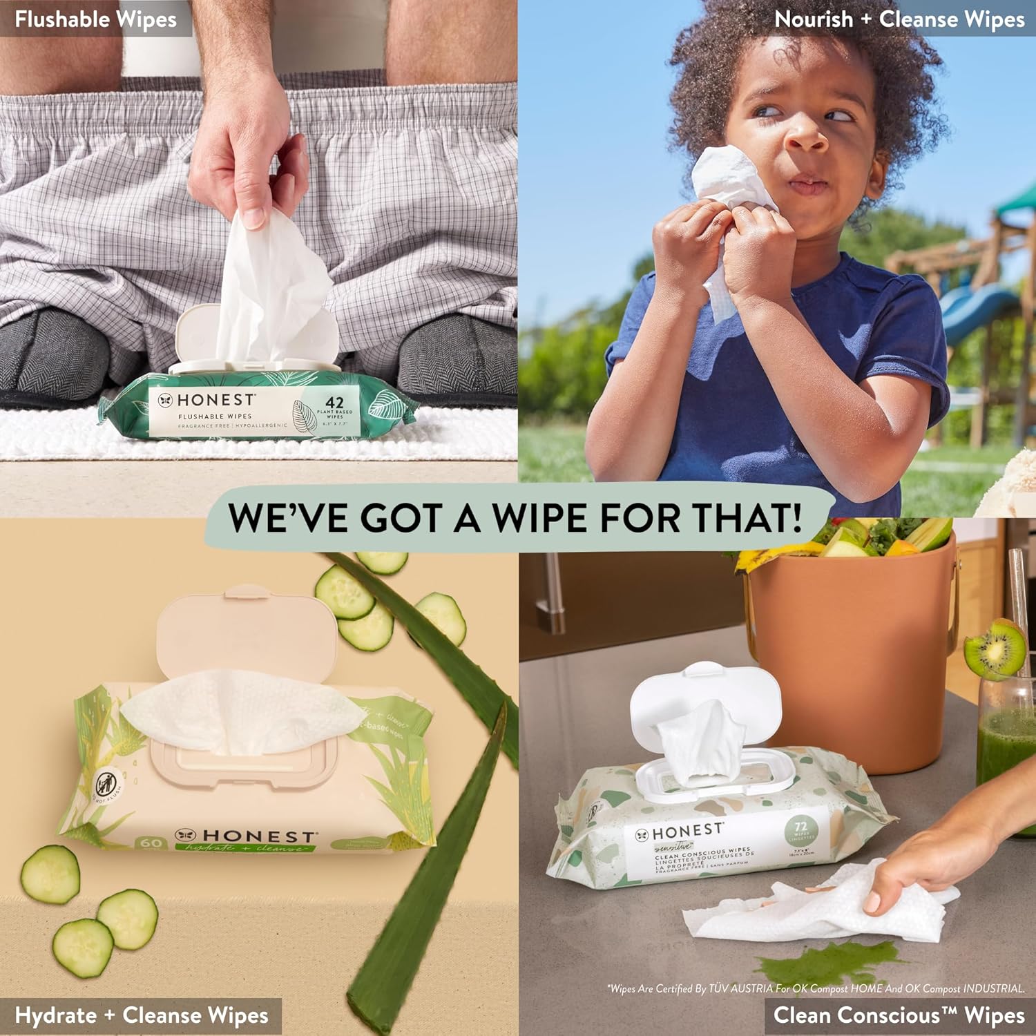 The Honest Company Plant-Based Flushable Wipes | 99% Water, Hypoallergenic, EWG Verified, Safe to Flush | Fragrance Free, 126 Count-7