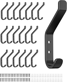 20-Pack Wall Hook for Hanging Coat - 20LB (Max), Stainless Hooks for Towel, Hat, Backpack, Clothes, Wall Mounted Coat Hanger for Closet, Metal, Black