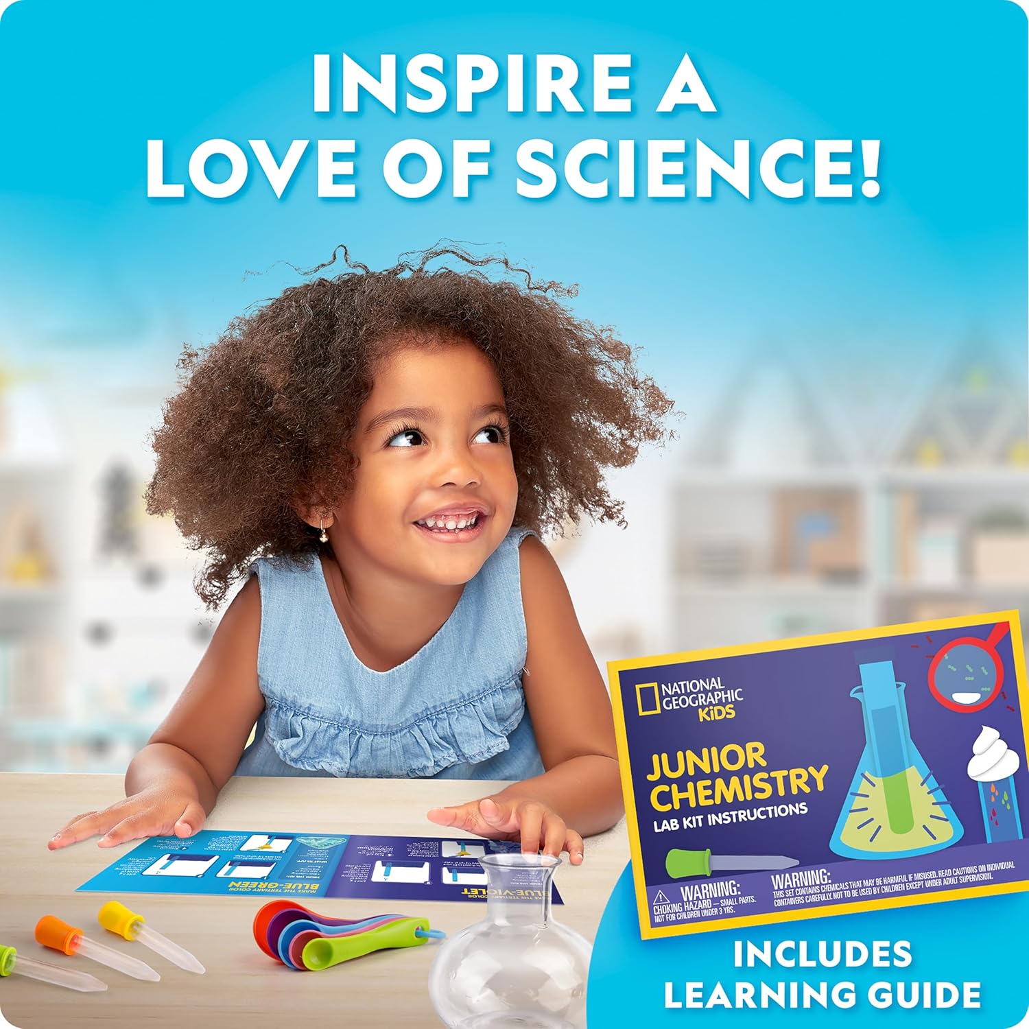 National Geographic Kids Junior Chemistry Set - Complete Early Learning Lab Kit with 50 Science Experiments for Kids and 20+ Lab Tools, Kids Chemistry Set, Science Experiments for Kids 4-6-5