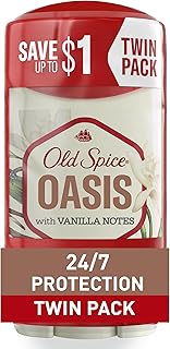 Old Spice Antiperspirant and Deodorant for Men, 24/7 Sweat and Odor Protection, Invisible Solid, Oasis with Vanilla Scent, 2.6 oz (Pack of 2)