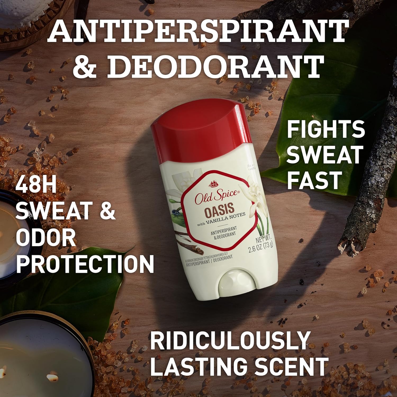 Old Spice Antiperspirant and Deodorant for Men, 24/7 Sweat and Odor Protection, Invisible Solid, Oasis with Vanilla Scent, 2.6 oz (Pack of 2)-1