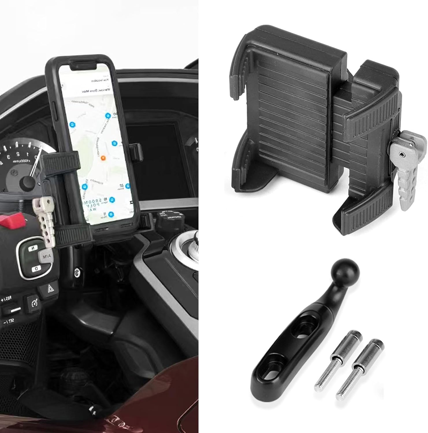 Motorcycle Phone Mount for Harley Davidson, Universal Cell Phone GPS Navigation Holder with Black Perch Mount for Harley Yamaha Kawasaki Suzuki Indian Honda Goldwing GL1800 GL1500-0