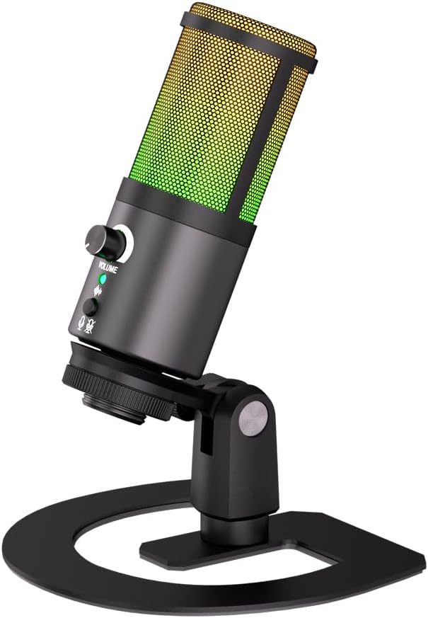 G-MARK MK6 RGB USB Condenser Microphone, Gaming Microphone for Podcasts, Streaming, Broadcasting, Condenser Mic with Cardioid, Omnidirectional, Compatible with PS4/5/PC-0