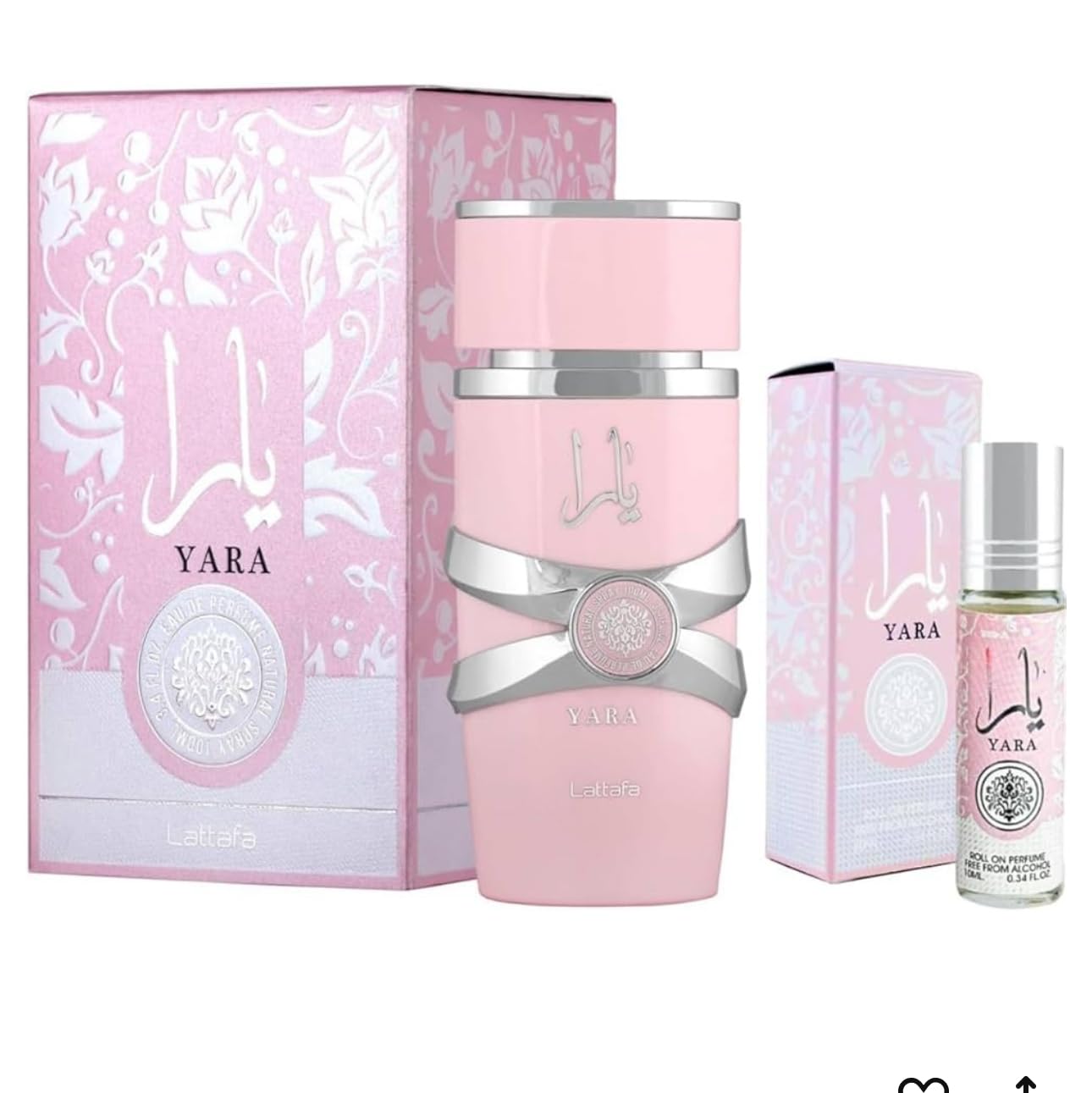 Lattafa Yara EDP 3.4 Fl Oz + Yara Perfume Oil 0.34 Fl Oz Bundle-0