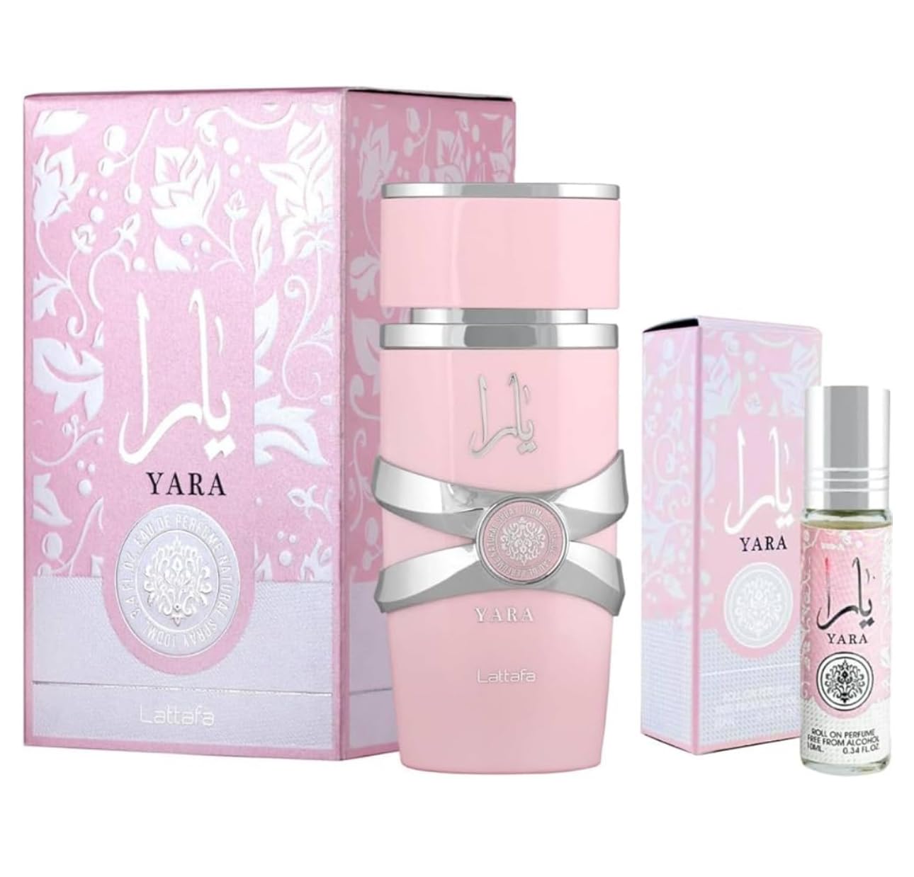 Lattafa Yara EDP 3.4 Fl Oz + Yara Perfume Oil 0.34 Fl Oz Bundle-1