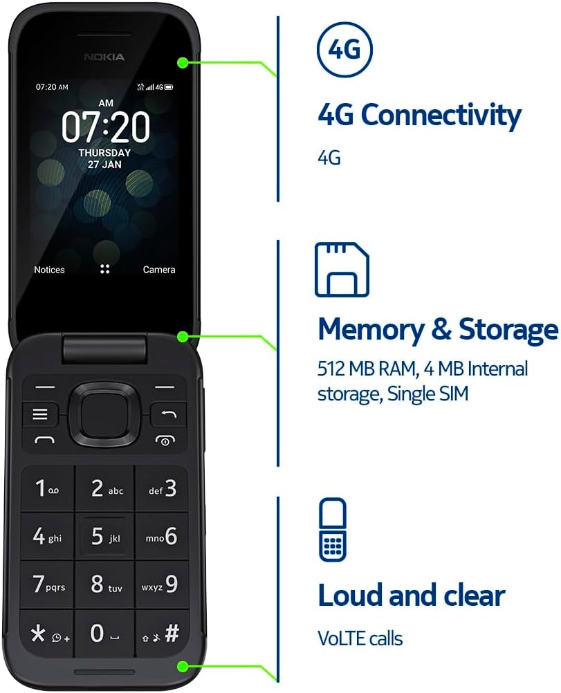 Nokia 2780 Flip | Unlocked | Universally Compatible with All Mobile Carriers | Black-5