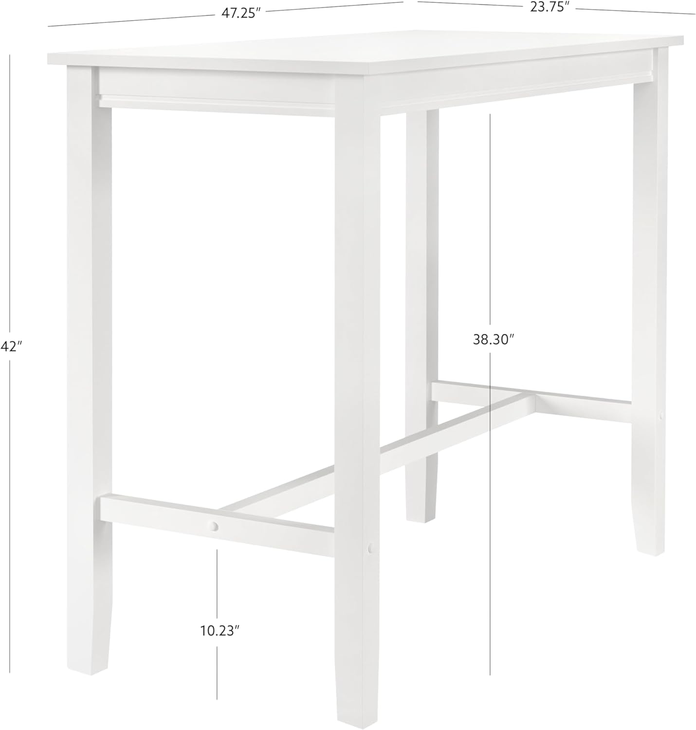 Linon White Bar Height Claridge Wooden 42" Pub Table-2