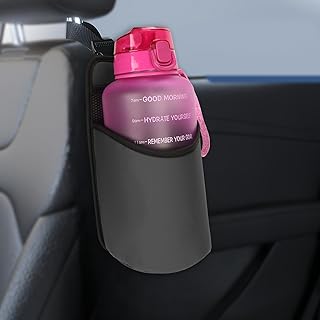 Linkidea Extra Large Car Seat Side Water Bottle Holder Compatible with Yeti Rambler Bottle 64oz, Hydro Flask 64oz, EYQ 64oz/128oz, Auto Seat Large Car Cup Hanging Bag with Mesh Pocket, Grey