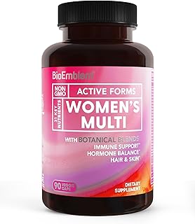 BioEmblem Women's Multivitamin - Complete Daily Multi for Immunity, Energy, Hair, Skin with Vitamin A, B12, B6, D3, Biotin, Iron, Magnesium, Collagen and Veggie Blends - Gluten Free - 90 Capsules