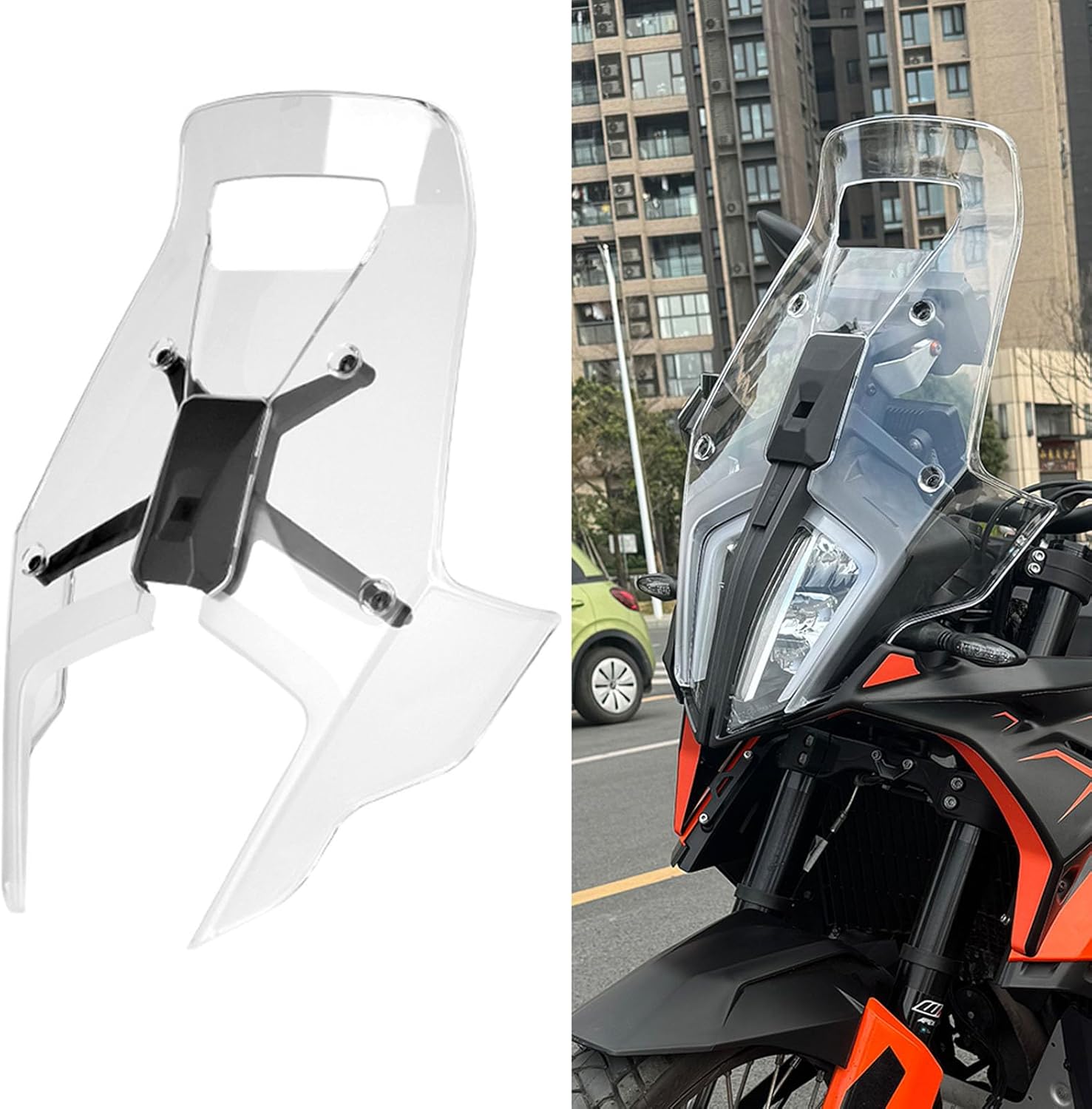 Windshield Deflectors for 390 790 890 ADV Adventure 2019-2022, Motorcycle Acrylic Front Wind Shield Air Deflector Windscreen Visor Accessories for 390 790 890 ADV 2020 (Transparent)-0