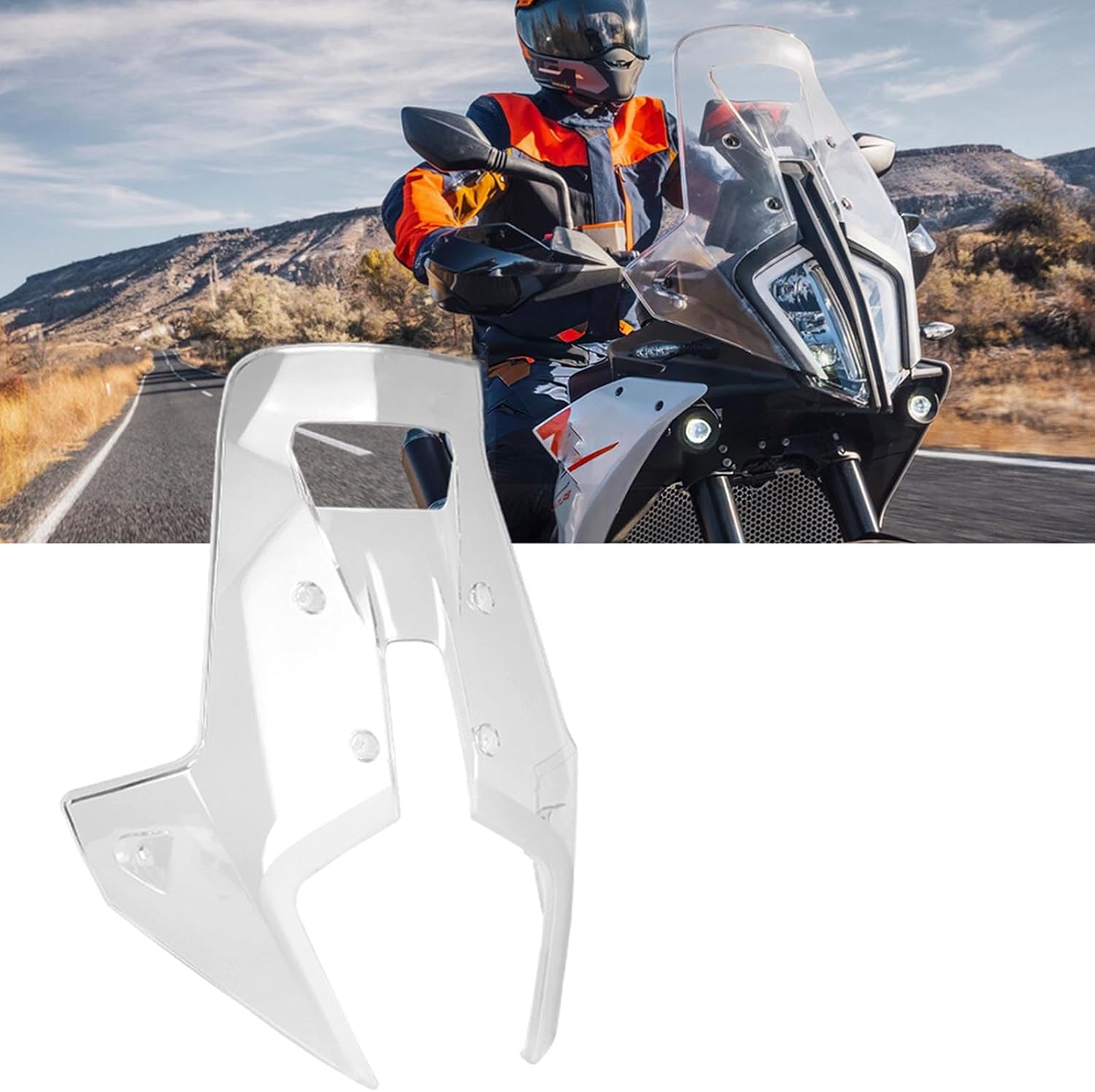 Windshield Deflectors for 790 890 ADV Adventure R Rally 2023-2024, Motorcycle Front Acrylic Wind Shield Air Deflector WindScreen Visor Accessories for 790 890 ADV R Rally (Transparent)-0