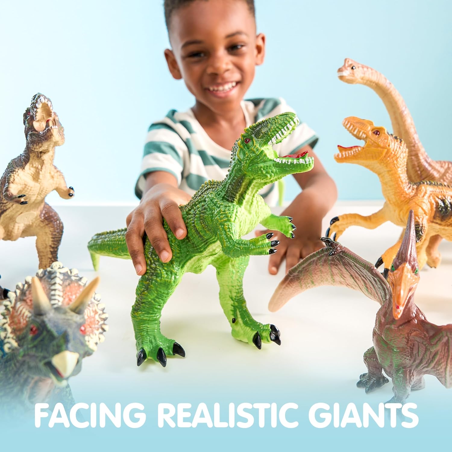 JOYIN Big Dinosaur Toys for Toddlers, 6 Piece Large Soft Dinosaur Figures with an Educational Book, Realistic Dinosaur Toys for Kids Ages 1 2 3 4 5, Jumbo Dinosaur Toys for Boys and Girls Gift-1